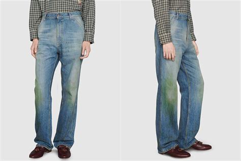 gucci hosen mit grasflecken|Gucci Debuts $1,200 Jeans Designed with Grass Stains Around .